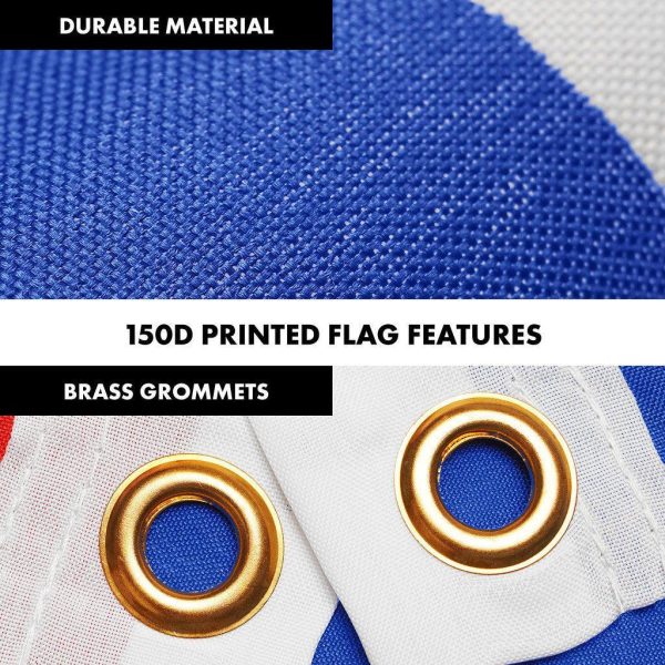 G128 Combo Pack: 6 Ft Tangle Free Spinning Flagpole (White) & Paraguay Flag 3x5 Ft Printed 150D Polyester, Brass Grommets (Flag Included) Aluminum Flag Pole - Image 4