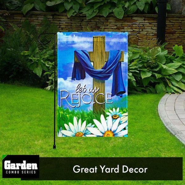 G128 Combo Pack: Garden Flag Stand Black 36x16 Inch & Garden Flag Let Us Rejoice Easter Cross 12x18 Inch - Image 9