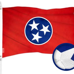 G128 Tennessee State Flag | 2x3 Ft | ToughWeave Series Embroidered 300D Polyester | Embroidered Design, Indoor/Outdoor, Brass Grommets