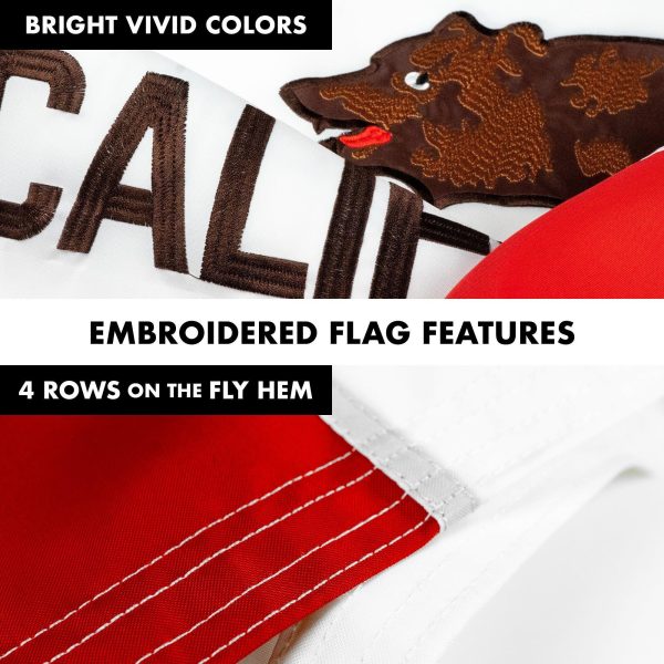 G128 - 6 Feet Tangle Free Spinning Flagpole (Silver) California Double Sided Brass Grommets Embroidered 3x5 ft (Flag Included) Aluminum Flag Pole - Image 5