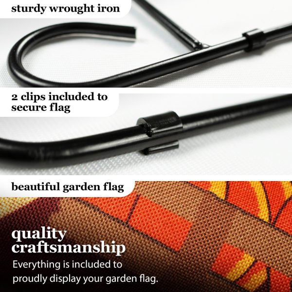 G128 Combo Pack: Garden Flag Stand Black 36 in x 16 in & Garden Flag Fall Decoration Pumpkins in Truck Bed 12"x18" Double-Sided Burlap Fabric - Image 4