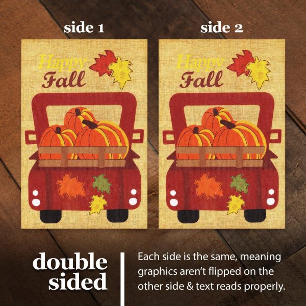 G128 Combo Pack: Garden Flag Stand Black 36 in x 16 in & Garden Flag Fall Decoration Pumpkins in Truck Bed 12"x18" Double-Sided Burlap Fabric - Image 5