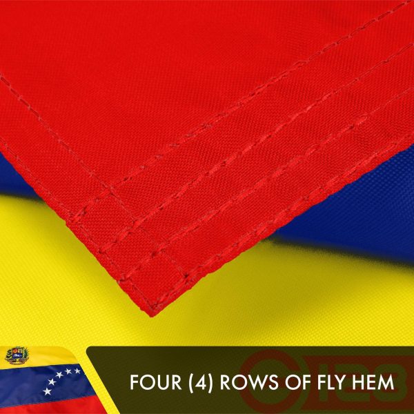 G128 Venezuela 7 Stars Venezuelan Flag | 4x6 Ft | Double ToughWeave Series Double Sided Embroidered 210D Poly | Country Flag, Embroidered Design, Indoor/Outdoor, Brass Grommets, Heavy Duty, 2-ply - Image 5