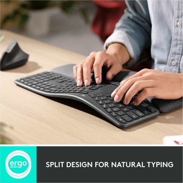 Logitech ERGO K860 Split Ergonomic Keyboard, Wireless Connectivity, Graphite - Image 3