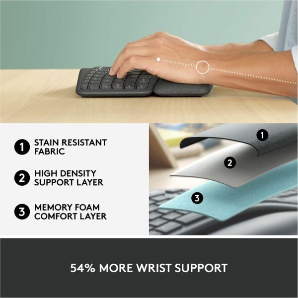 Logitech ERGO K860 Split Ergonomic Keyboard, Wireless Connectivity, Graphite - Image 4