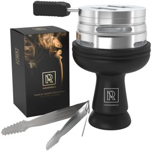 Black Hookah Bowl Set Silicone – Premium Shisha Bowl Phunnel Hookah Bowl Black for Smoking with Hookah Tongs & Heat Management Charcoal Holder with HMD HULI