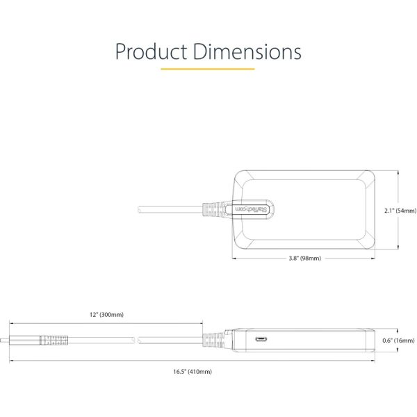 StarTech.com 4-Port USB-C Hub, 5Gbps, Bus Powered, 4x USB-A Ports, Optional Auxiliary Power, Portable USB Type-C Hub, 1ft/30cm Cable - Image 7