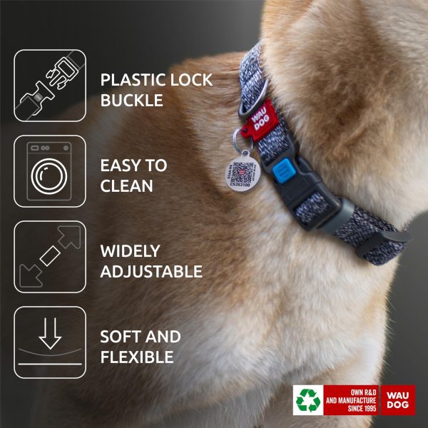 Reflective Cotton Dog Collar Eco Friendly Alt to Nylon Collar for Small Medium and Large Dogs   Pet Collar with QR ID Tag   Puppy Collar for Large Breed Dogs   Adjustable Male Female Dog Collar - Image 4