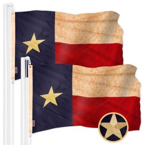 G128 2 Pack: Texas Tea-Stained TX State Flag | 2x3 Ft | ToughWeave Pro Series Embroidered 420D Polyester | Embroidered Design, Indoor/Outdoor, Brass Grommets, High Quality
