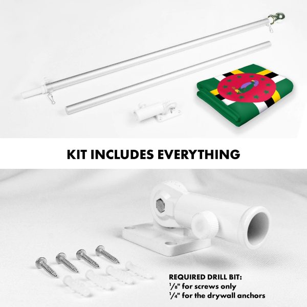 G128 Combo Pack: 6 Ft Tangle Free Aluminum Spinning Flagpole (Silver) & Dominica Dominican Flag 3x5 Ft, LiteWeave Pro Series Printed 150D Polyester | Pole with Flag Included - Image 2