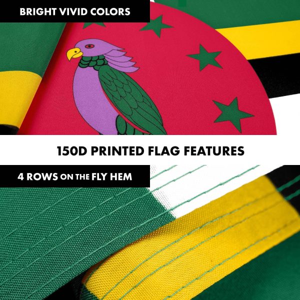 G128 Combo Pack: 6 Ft Tangle Free Aluminum Spinning Flagpole (Silver) & Dominica Dominican Flag 3x5 Ft, LiteWeave Pro Series Printed 150D Polyester | Pole with Flag Included - Image 5