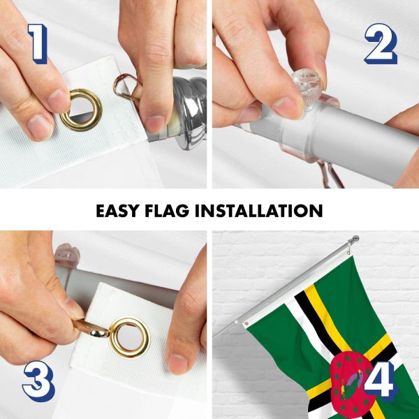 G128 Combo Pack: 6 Ft Tangle Free Aluminum Spinning Flagpole (Silver) & Dominica Dominican Flag 3x5 Ft, LiteWeave Pro Series Printed 150D Polyester | Pole with Flag Included - Image 7