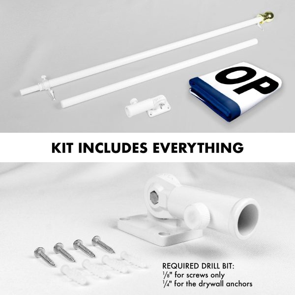 G128 Combo Pack: 6 Feet Tangle Free Spinning Flagpole (White) Open Flag 3x5 ft Printed 150D Brass Grommets (Flag Included) Aluminum Flag Pole - Image 2