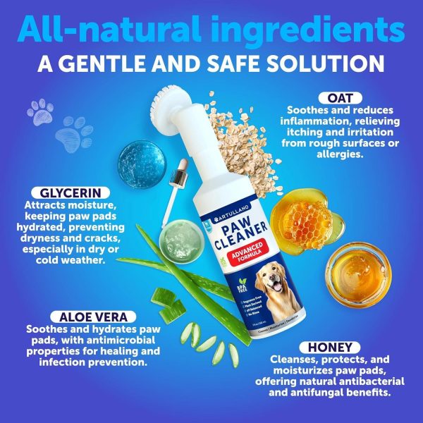 Paw Cleaner for Dogs   Silicone Brush and 5fl Oz No Rinse Foaming Cleanser   Fragrance Free pH Balanced Formula - Image 3