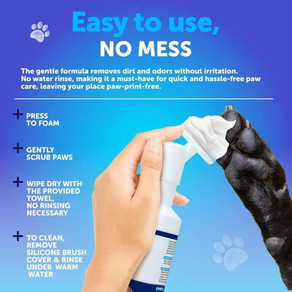 Paw Cleaner for Dogs   Silicone Brush and 5fl Oz No Rinse Foaming Cleanser   Fragrance Free pH Balanced Formula - Image 6