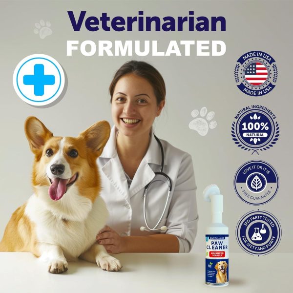 Paw Cleaner for Dogs   Silicone Brush and 5fl Oz No Rinse Foaming Cleanser   Fragrance Free pH Balanced Formula - Image 7