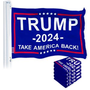 G128 5-Pack: Trump 2024 "Take America Back" Blue Flag 3x5 FT 150D Polyester