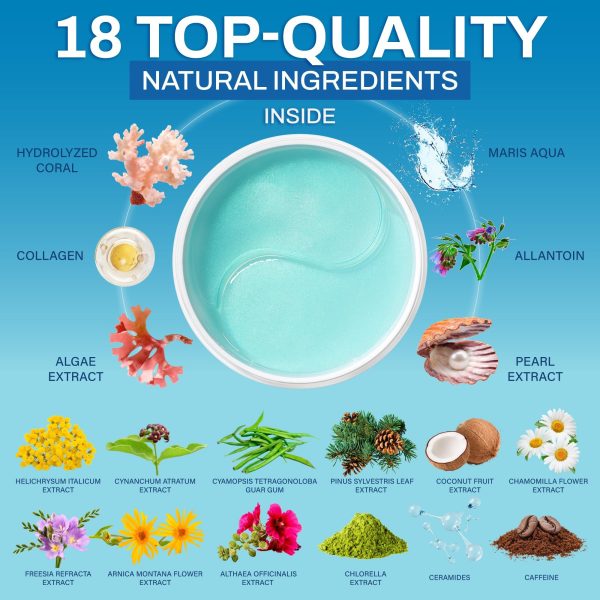 Under Eye Patches for Puffy Eyes   Hyaluronic Acid and Collagen   Under Eye Mask for Eye Bags Dark Circles Fine Lines   Deep Skin Moisturizing   30 Pairs American Quality - Image 2