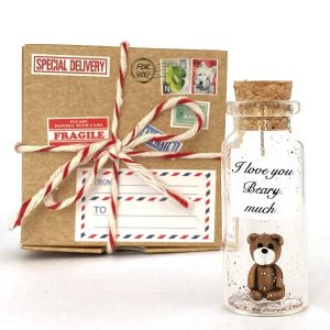 Cute and Kawaii Valentine's Day and Anniversary Presents   Personalized Love Gifts for Boyfriend Girlfriend (Brown Bear   I Love You Beary Much in Craft Gift Box)