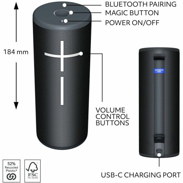 Ultimate Ears BOOM 4 Portable Waterproof Bluetooth Speaker With 360-Degree, Bold, Immersive, Crystal-Clear Sound, Floating Speaker With 15-Hour Battery and 147ft (45m) Range, Black - Image 6