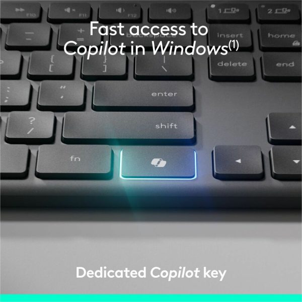 Logitech Signature Slim MK955 Combo for Business, Copilot Edition, Wireless Keyboard and Mouse, Graphite - Image 2