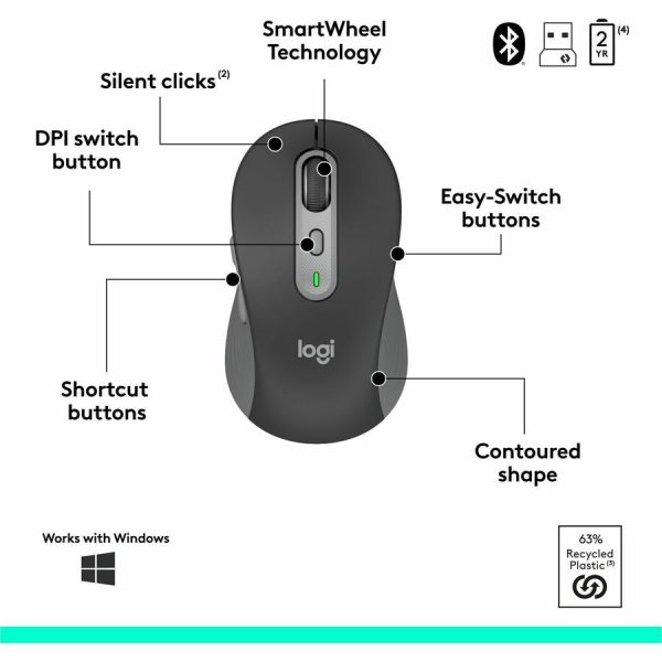 Logitech Signature Slim MK955 Combo for Business, Copilot Edition, Wireless Keyboard and Mouse, Graphite - Image 7
