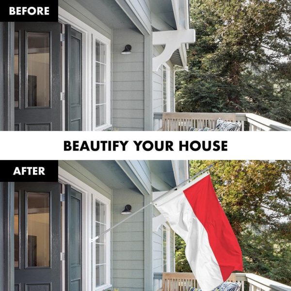 G128 Combo Pack: 6 Ft Tangle Free Spinning Flagpole (Silver) & Indonesia Flag 3x5 Ft Printed 150D Polyester, Brass Grommets (Flag Included) Aluminum Flag Pole - Image 3