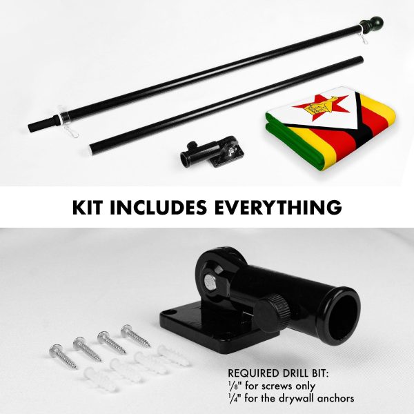 G128 Combo Pack: 6 Ft Tangle Free Aluminum Spinning Flagpole (Black) & Zimbabwe Zimbabwean Flag 3x5 Ft, LiteWeave Pro Series Printed 150D Polyester | Pole with Flag Included - Image 2