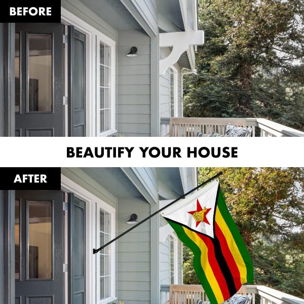 G128 Combo Pack: 6 Ft Tangle Free Aluminum Spinning Flagpole (Black) & Zimbabwe Zimbabwean Flag 3x5 Ft, LiteWeave Pro Series Printed 150D Polyester | Pole with Flag Included - Image 3
