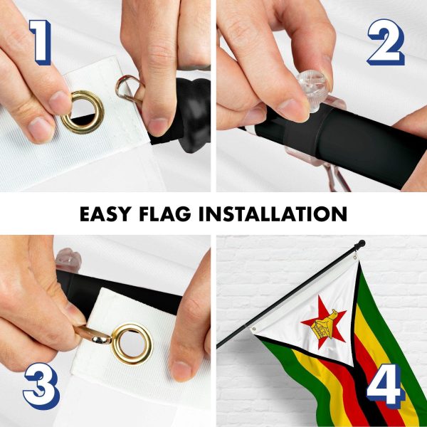 G128 Combo Pack: 6 Ft Tangle Free Aluminum Spinning Flagpole (Black) & Zimbabwe Zimbabwean Flag 3x5 Ft, LiteWeave Pro Series Printed 150D Polyester | Pole with Flag Included - Image 7