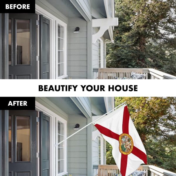 G128 Combo Pack: 5 Ft Tangle Free Aluminum Spinning Flagpole (Silver) & Florida FL State Flag 2.5x4 Ft, StormFlyer Series Embroidered 220GSM Spun Polyester | Pole with Flag Included - Image 3