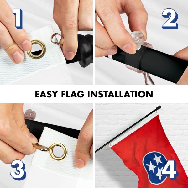 G128 - 6 Feet Tangle Free Spinning Flagpole (Black) Tennessee Flag Brass Grommets Embroidered 3x5 ft (Flag Included) Aluminum Flag Pole - Image 7