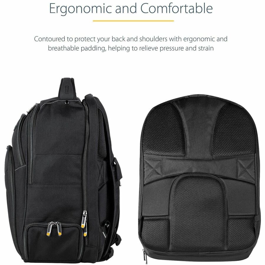 StarTech.com 17.3" Laptop Backpack w/ Removable Accessory Case, Professional IT Tech Backpack for Work/Travel/Commute, Nylon Computer Bag - Image 4