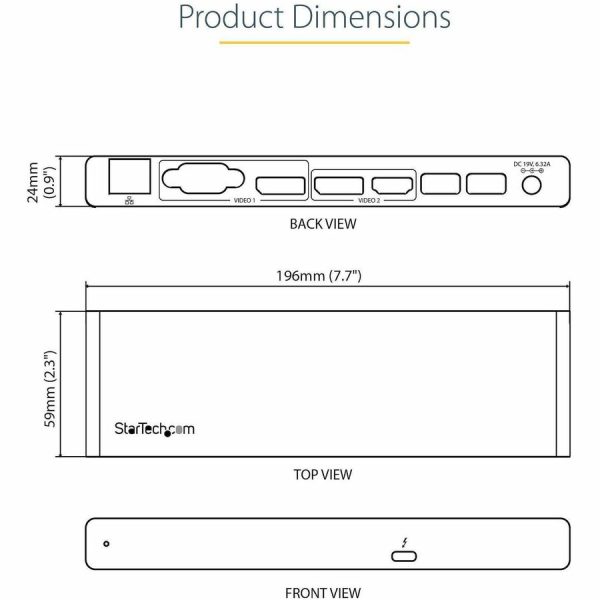 StarTech.com Thunderbolt 3 Dock, Dual 4K 60Hz Monitor TB3 Docking Station with DisplayPort, HDMI & 1080p VGA, 85W Power Delivery, TAA - Image 8