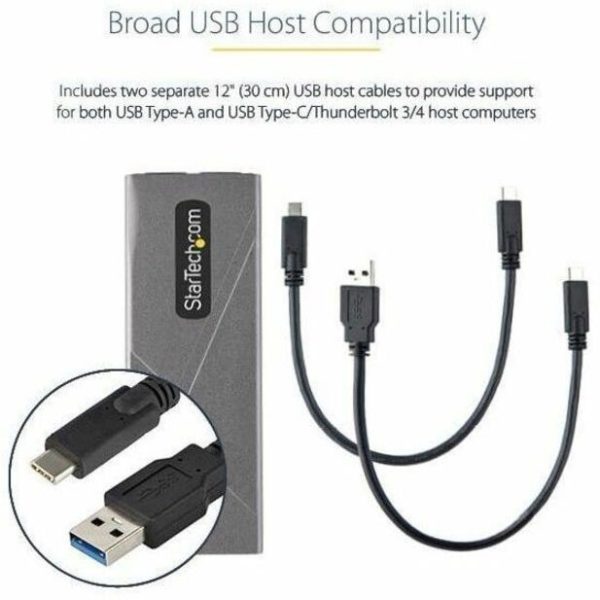 StarTech.com USB-C 10Gbps to M.2 NVMe or M.2 SATA SSD Enclosure, Tool-free M.2 PCIe/SATA SSD Aluminum Enclosure, USB-C & USB-A Host Cables - Image 3