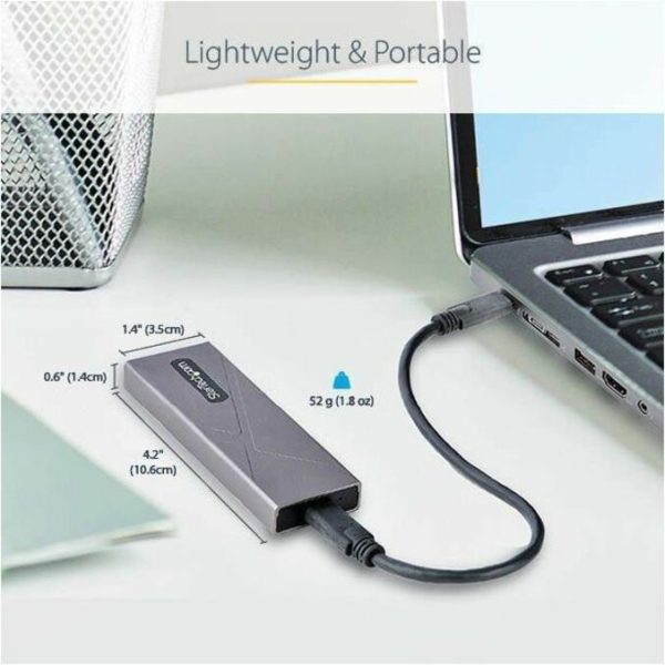 StarTech.com USB-C 10Gbps to M.2 NVMe or M.2 SATA SSD Enclosure, Tool-free M.2 PCIe/SATA SSD Aluminum Enclosure, USB-C & USB-A Host Cables - Image 6