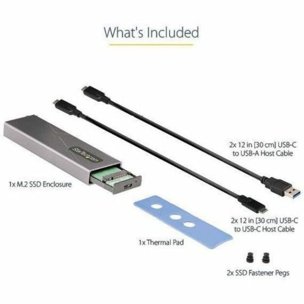 StarTech.com USB-C 10Gbps to M.2 NVMe or M.2 SATA SSD Enclosure, Tool-free M.2 PCIe/SATA SSD Aluminum Enclosure, USB-C & USB-A Host Cables - Image 7