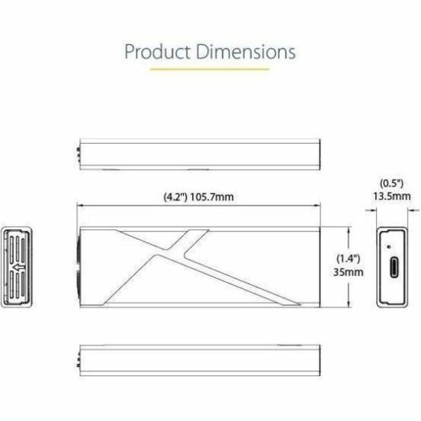 StarTech.com USB-C 10Gbps to M.2 NVMe or M.2 SATA SSD Enclosure, Tool-free M.2 PCIe/SATA SSD Aluminum Enclosure, USB-C & USB-A Host Cables - Image 8