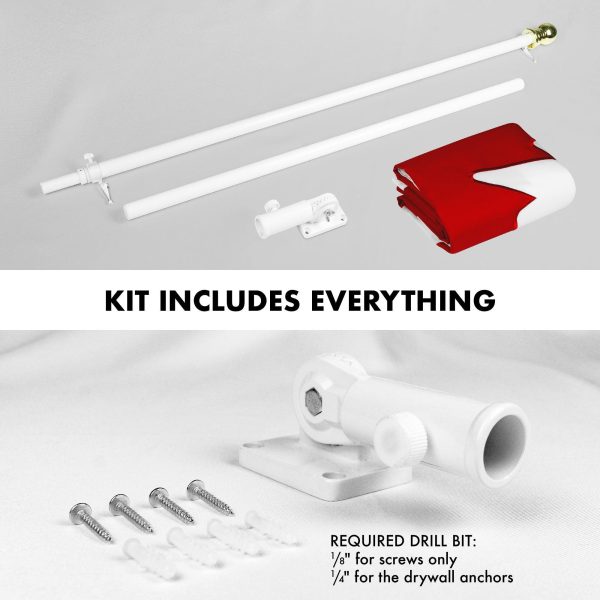 G128 Combo Pack: 5 Ft Tangle Free Aluminum Spinning Flagpole (White) & Canada Canadian Flag 2.5x4 Ft, Double ToughWeave Series Double Sided Embroidered 210D Polyester | Pole with Flag Included - Image 2