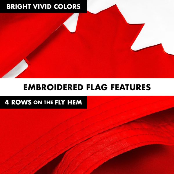 G128 Combo Pack: 5 Ft Tangle Free Aluminum Spinning Flagpole (White) & Canada Canadian Flag 2.5x4 Ft, Double ToughWeave Series Double Sided Embroidered 210D Polyester | Pole with Flag Included - Image 5