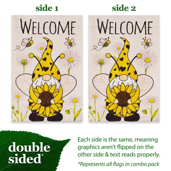 G128 Garden Flag Set Holiday Gnomes 12"x18" 10 pieces Blockout Fabric - Image 3