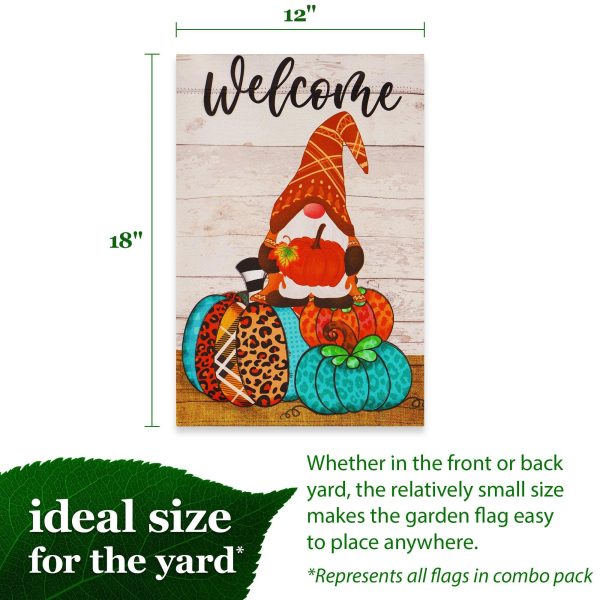 G128 Garden Flag Set Holiday Gnomes 12"x18" 10 pieces Blockout Fabric - Image 4