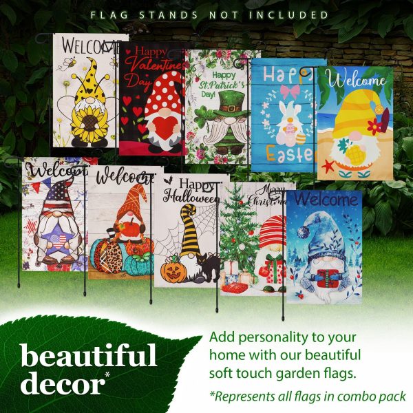 G128 Garden Flag Set Holiday Gnomes 12"x18" 10 pieces Blockout Fabric - Image 8