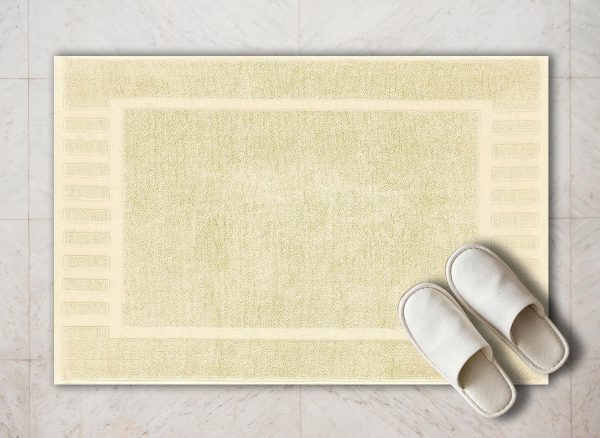 Luxury Bath Mat Floor Towel Set   Absorbent Cotton Hotel Spa Shower Bathtub Mats [Not a Bathroom Rug] 22 x34  | 2 Pack | Beige - Image 2