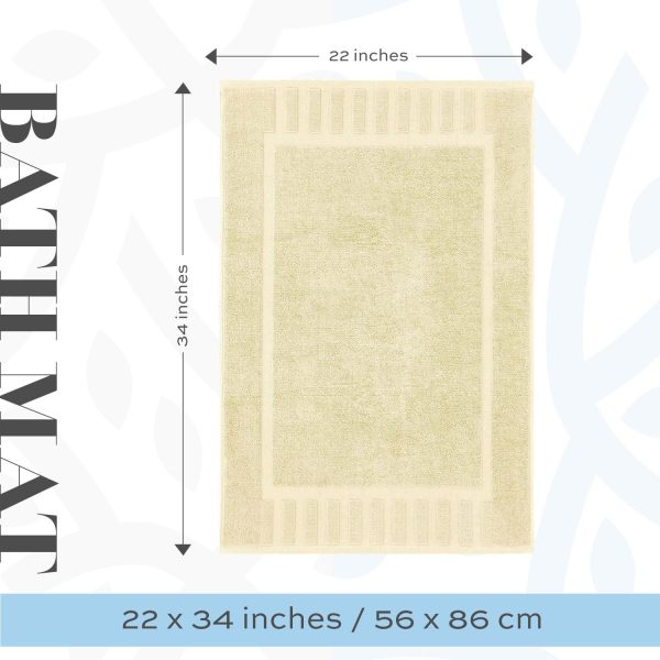 Luxury Bath Mat Floor Towel Set   Absorbent Cotton Hotel Spa Shower Bathtub Mats [Not a Bathroom Rug] 22 x34  | 2 Pack | Beige - Image 3