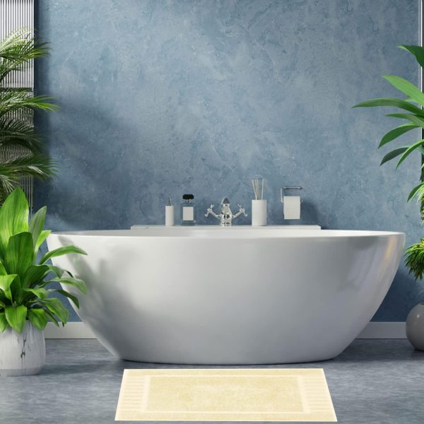 Luxury Bath Mat Floor Towel Set   Absorbent Cotton Hotel Spa Shower Bathtub Mats [Not a Bathroom Rug] 22 x34  | 2 Pack | Beige - Image 8