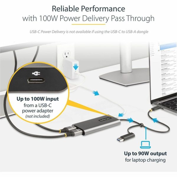 StarTech.com USB-C to Dual-HDMI Adapter, USB-C/A to 2x HDMI, 4K 60Hz, 100W PD Pass-Through, 1ft/30cm Built-in Cable, USB to HDMI Converter - Image 4