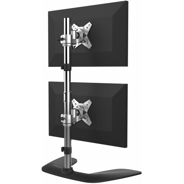 StarTech.com Vertical Dual Monitor Stand, Free Standing Height Adjustable Stacked Monitor Stand up to 27" (17.6lb/8kg) VESA Mount Displays - Image 3