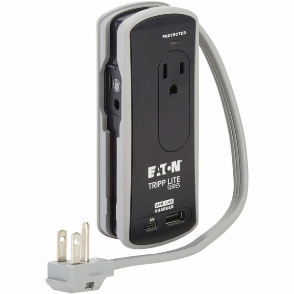 Eaton Tripp Lite Series Protect It! 2-Outlet Travel-Size Surge Protector - 5-15R Outlets, USB-C and USB-A Ports, 5-15P Input, Black - Image 3