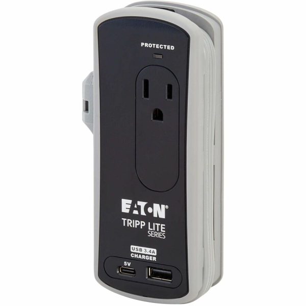 Eaton Tripp Lite Series Protect It! 2-Outlet Travel-Size Surge Protector - 5-15R Outlets, USB-C and USB-A Ports, 5-15P Input, Black - Image 5